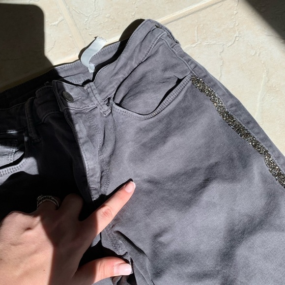 Zara Gray Sparkle Embellished Skinny Jeans Size 6 - Picture 6 of 11